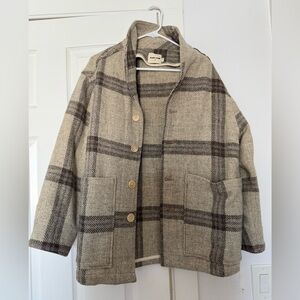 Rudy Jude Cream and Brown Plaid Wool Jacket